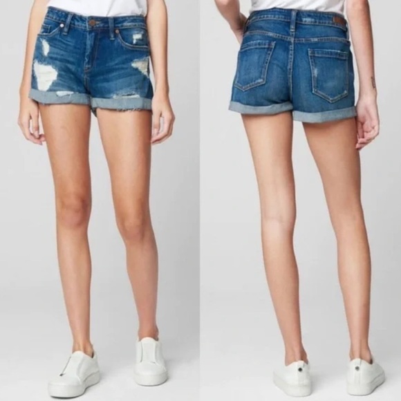BLANK NYC The Fulton Distressed Roll Up Denim Jean Short NWT 27” - Picture 2 of 16